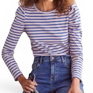 Boden pleat baby puff sleeved pink & blue size 8